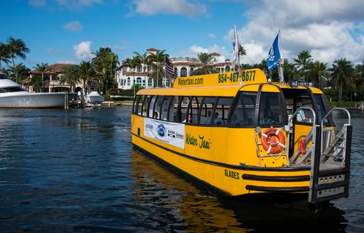 Overview of a water taxi at the Fort Lauderdale International Boat Show