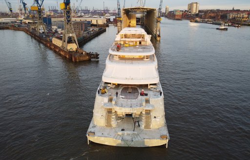 Lurssen 146m superyacht Project Opera being launched in Hamburg