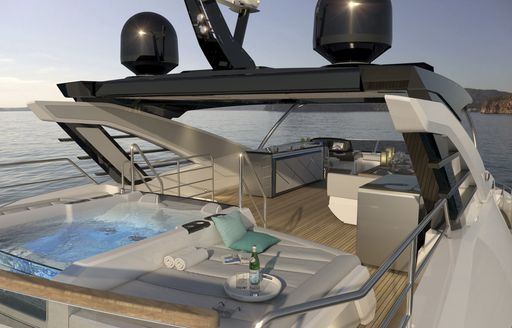 Sunpad and Jacuzzi on flybridge of 90 Ocean