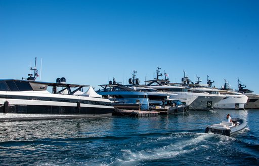 Water Level View of Boats On Show in Veux Port, Cannes