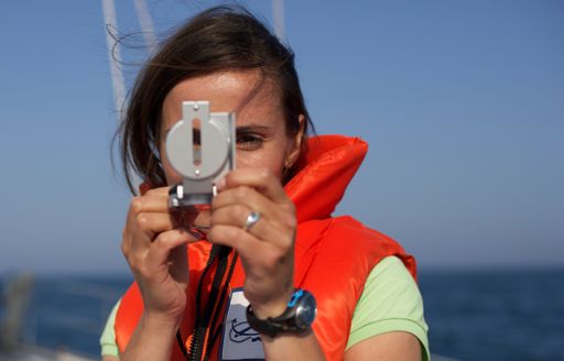 taking compass bearing at sea for three point fix