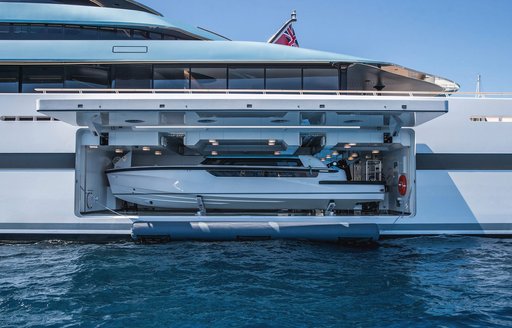 Tender garage onboard megayacht JUBILEE (KAOS).