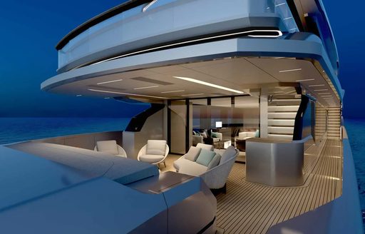 ORION ONE 44m yacht by ORION Yachts aft deck at night