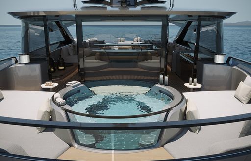 A render of the Tankoa Yachts T520 Fenice's foredeck pool