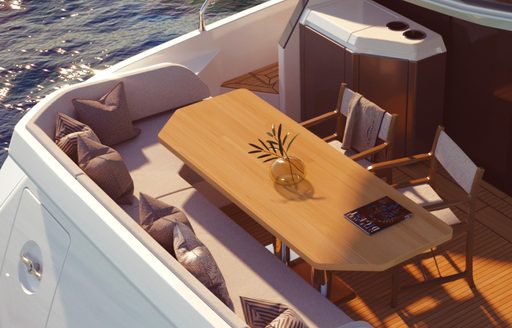 Outdoor seating and table on Azimut 53