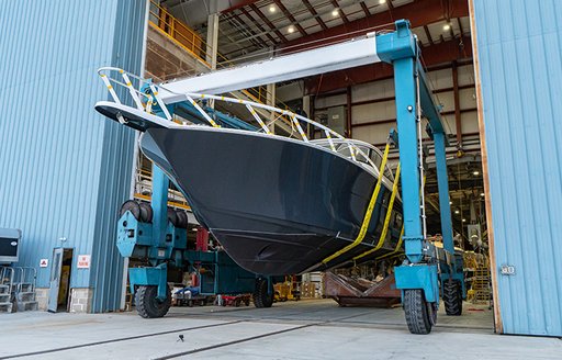 Viking 54ST yacht preparing for launch