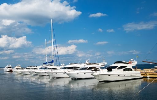 yachts in a marina for sale