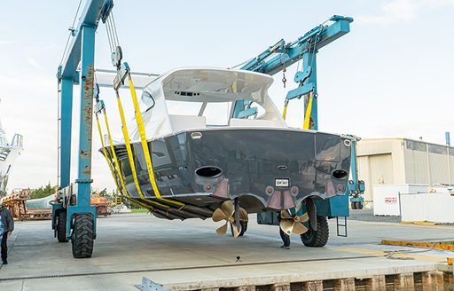 Viking 54ST yacht preparing for launch