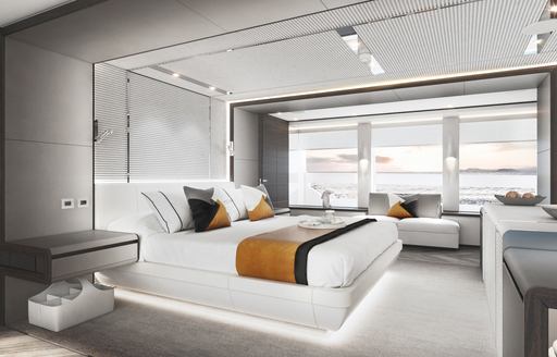 Rendering showing Owner's stateroom on Project Jade