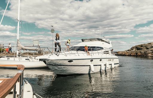 yacht entering the marina