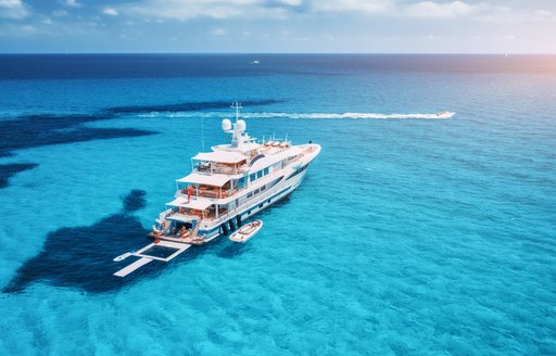 Anchored chartered superyacht