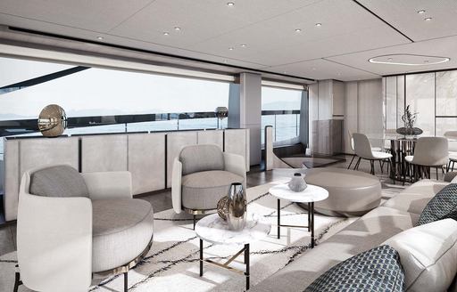 Rendering of interior of Ferretti Yachts 860