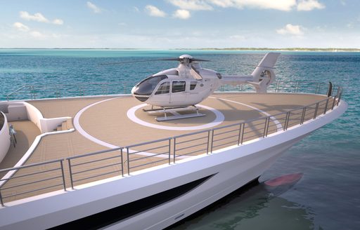 CGI showing helicopter on helipad of Project Cosmos