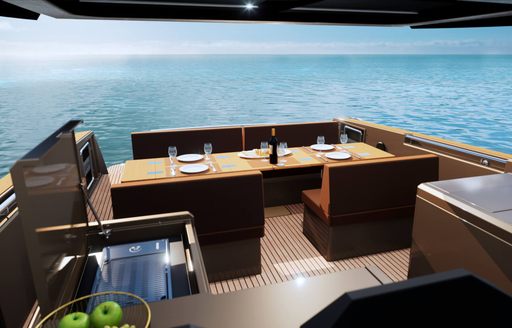 CGI showing dining area on Fjord 53 XL