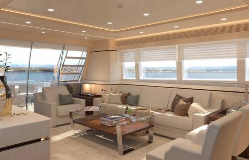 Second lounge area of superyacht HELGA