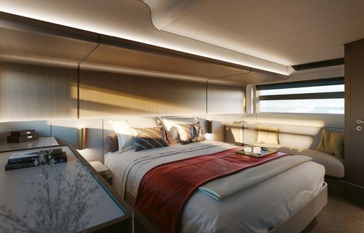 Large stateroom with double bed on Azimut 53