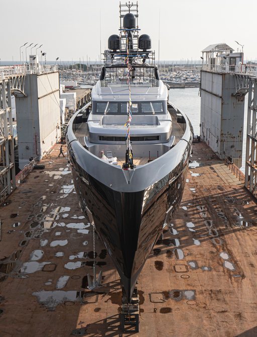 Superyacht Olokun before launch at Tankoa