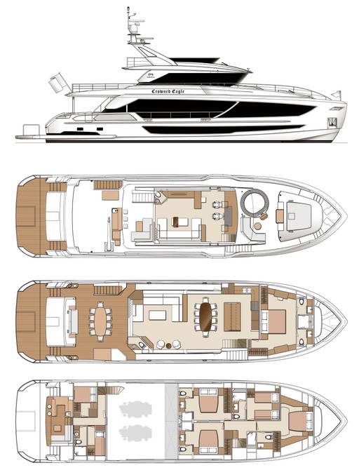 CGI impressions of Horizon FD92 tri-deck deck layouts