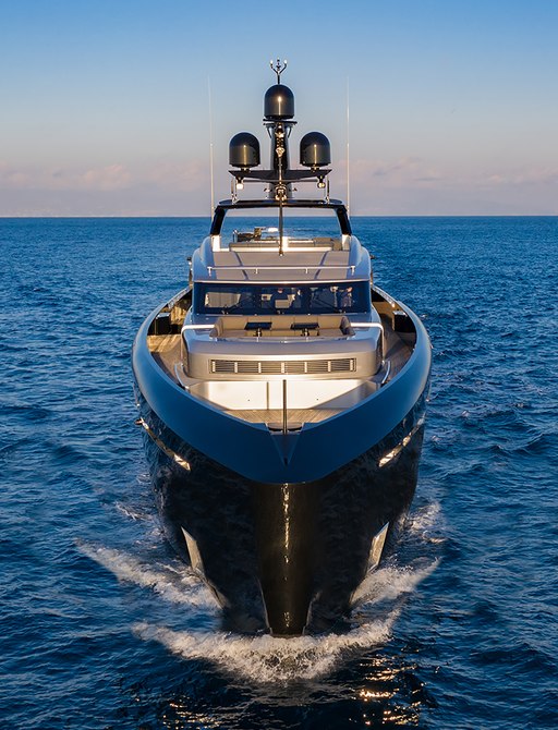 View of Superyacht OLOKUN from bow