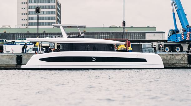 First Pioneer PY60 Solar-Electric Catamaran Enters the Water Ahead of Cannes Debut