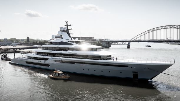Watch the New 111m Oceanco Superyacht Leviathan Launch: The 50 Shades of Grey Yacht