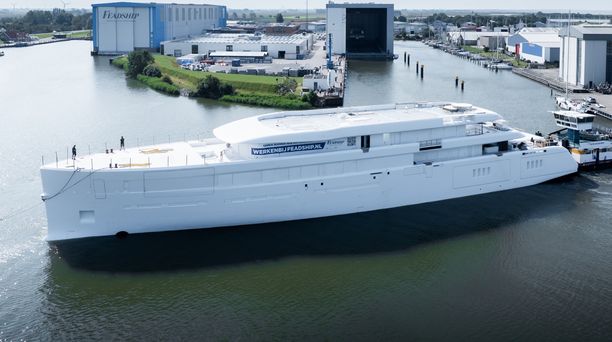 First Look: Secretive Feadship 80m Superyacht Project 1015 Begins Outfitting Phase