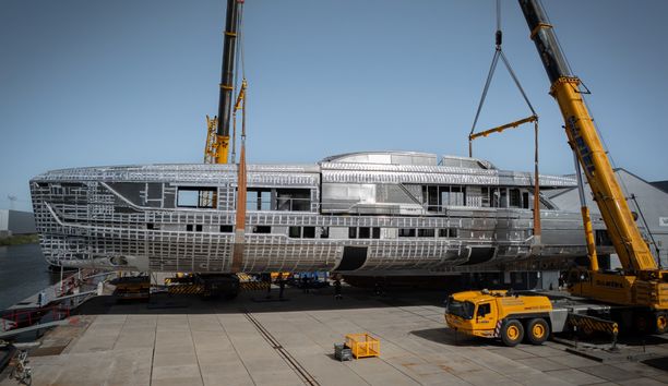 WATCH: 48m Van der Valk Flagship Superyacht Project Zen Reaches Construction Milestone