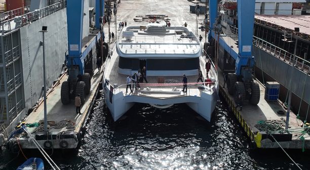First 31m VisionF 101 Yacht Launched - Its Largest Aluminum Catamaran Yet 