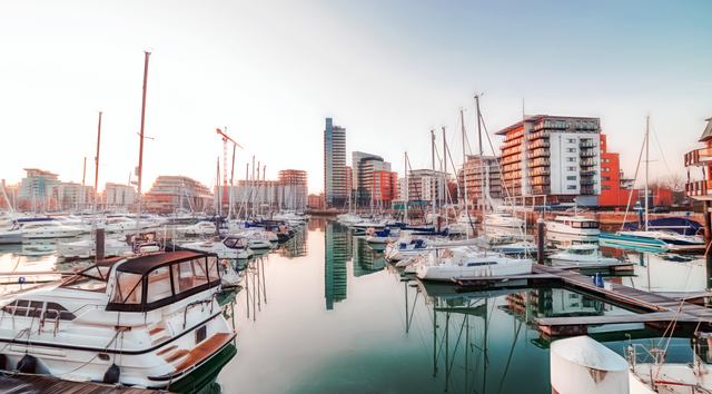 Yachts docked at Ocean Village Marina