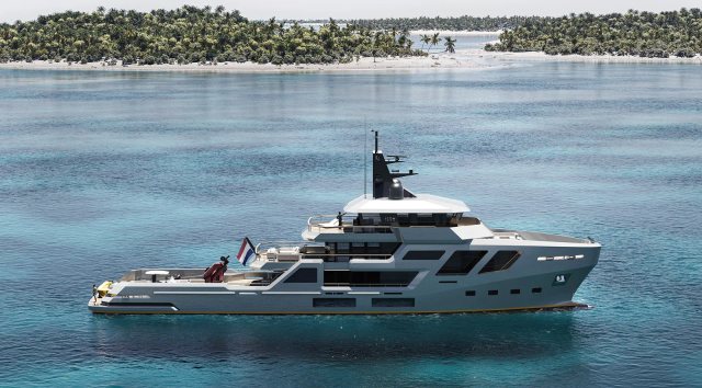 Rendering of explorer yacht concept Mission M under way