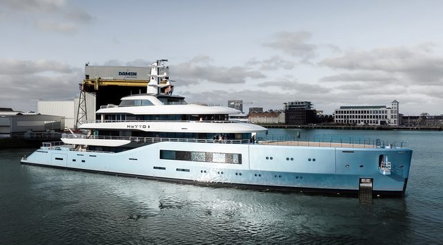 Second Amels 80 Superyacht Netto II Launched in Vlissingen with Dolphin Blue Hull