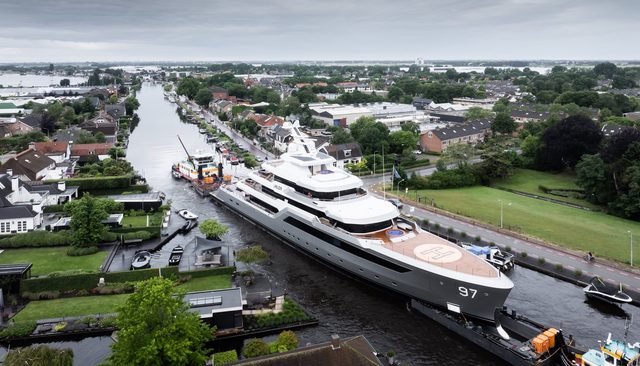 Watch Valor Depart Aalsmeer as the Feadship 80m Explorer Yacht Prepares for Sea Trials