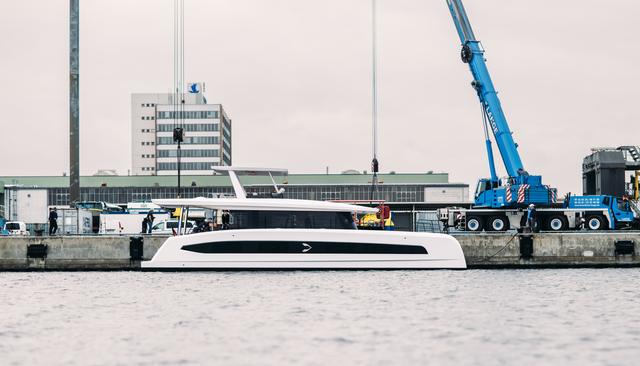 First Pioneer PY60 Solar-Electric Catamaran Enters the Water Ahead of Cannes Debut