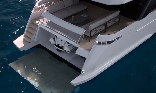 Tell No One yacht Integrated garage and beach access