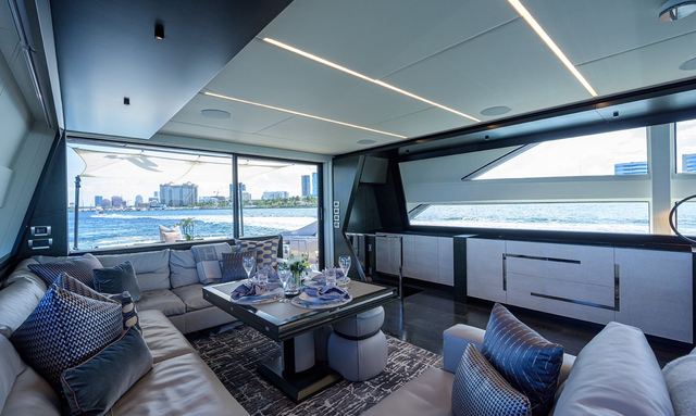 Time Off yacht Drop-Down Bulkhead Window