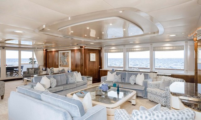 Olympus yacht Walnut and Gold Interiors