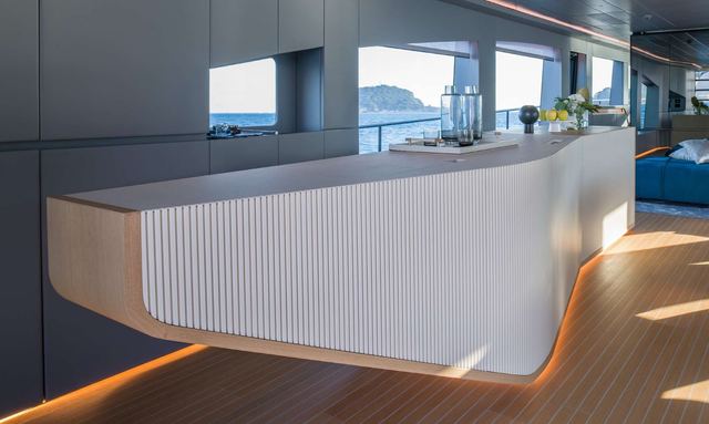 One Ten yacht Sculptural Galley Centerpiece