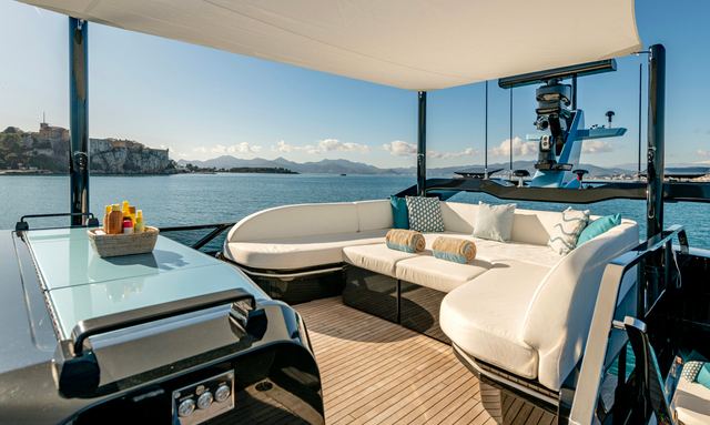 Delfina yacht Elevated Sundeck with Second Helm