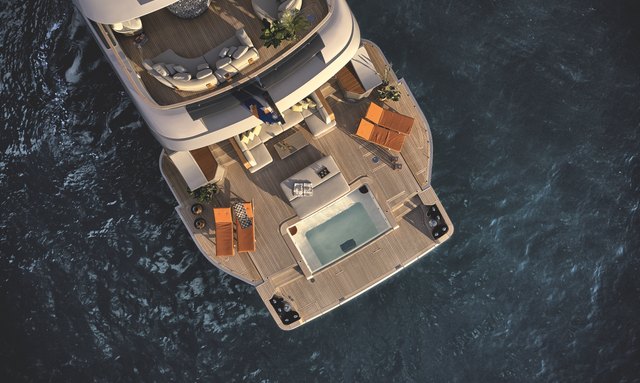 Liv Love yacht Oasis deck with pool at the stern