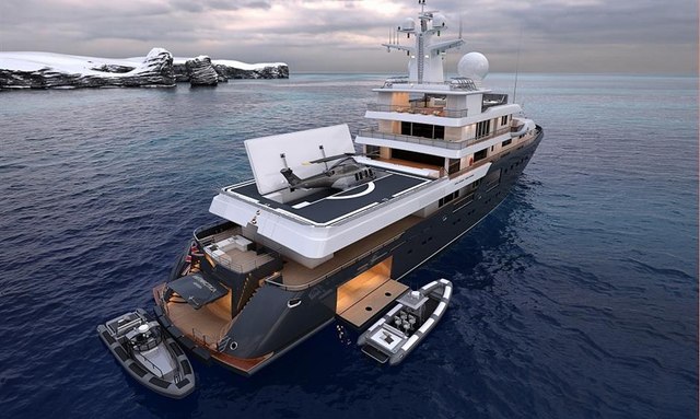 Planet Nine yacht Helicopter Hangar