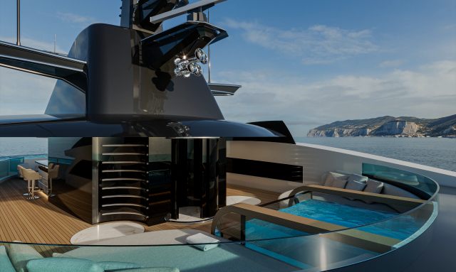 Amarcord 82 yacht Two Very Different Pool Areas