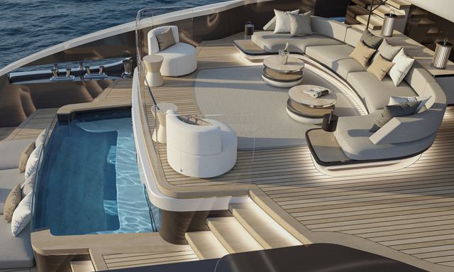 Unica 45M/ 02 yacht Three-Tiered Beach Club Terrace