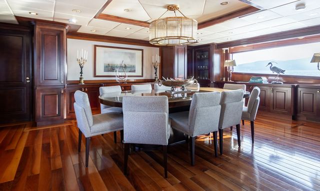 Sophie Blue yacht Classic Walnut Interiors 