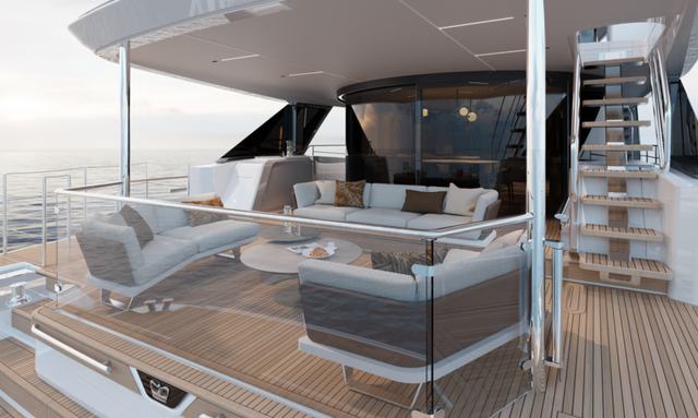 Jenny X yacht Infinity-style aft view
