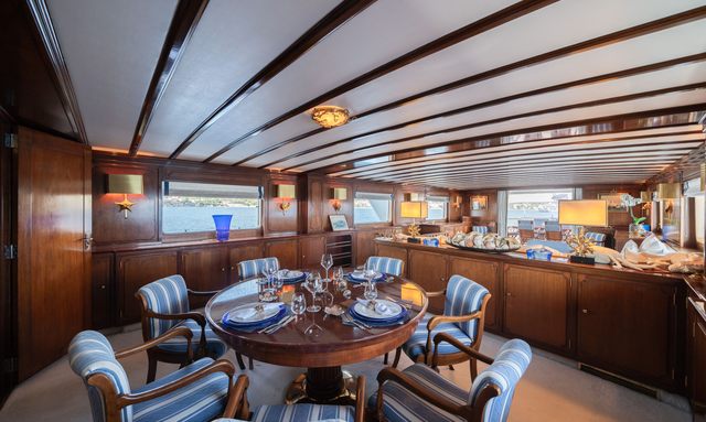 Bluemar II yacht Warm Interior Design