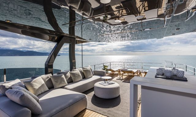 No Surrender yacht Sundeck Jacuzzi Under Black Hardtop