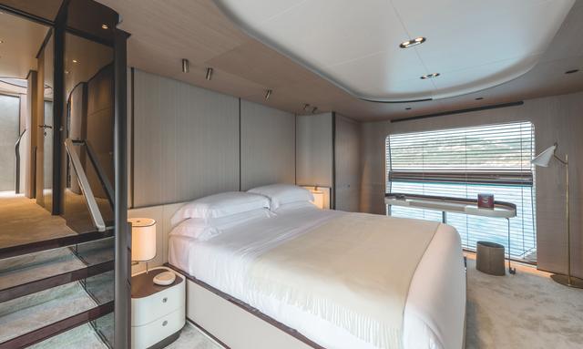 Pier Pressure yacht Main deck master with full glazing