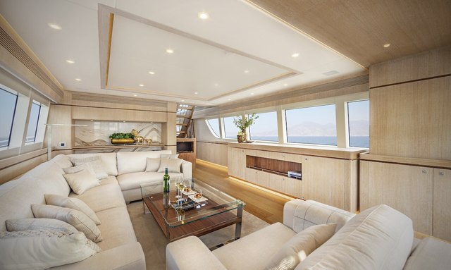 Helga yacht Bleached Oak Interior