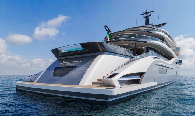 Amarcord 82 yacht The Stern Opens in Three Directions