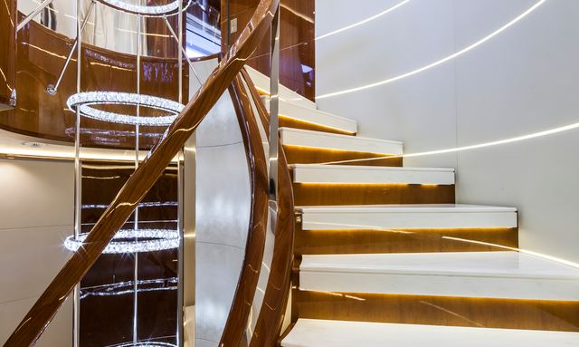 Vellmari yacht Statement Spiral Staircase